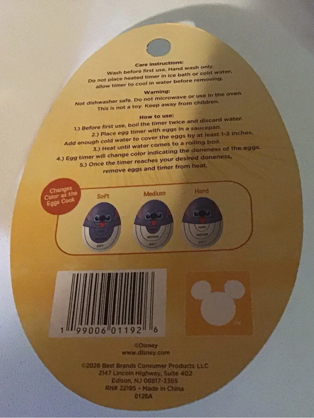 Disney Stitch Yellow Egg Timer